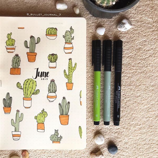 Prickly and Pretty - Bullet Journal Cover Ideas for June