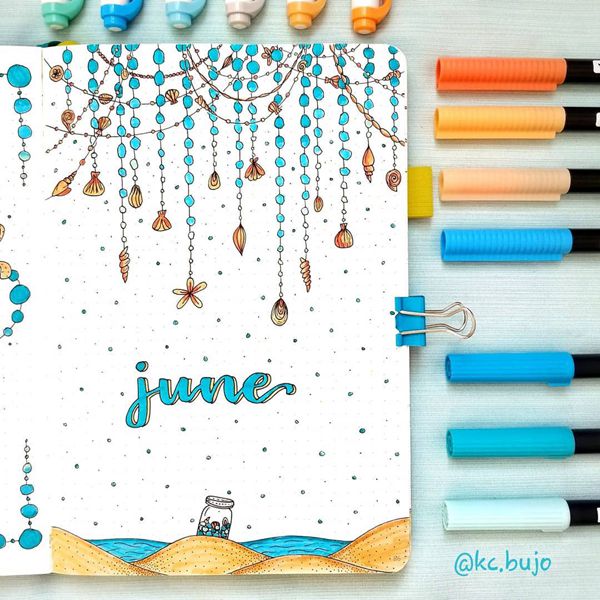 Seashells and Sea Glass - Bullet Journal Cover Ideas for June