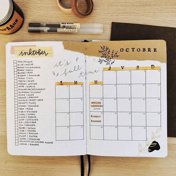 Be the Learner - Bullet Journal Monthly Calendar Spread Ideas for October