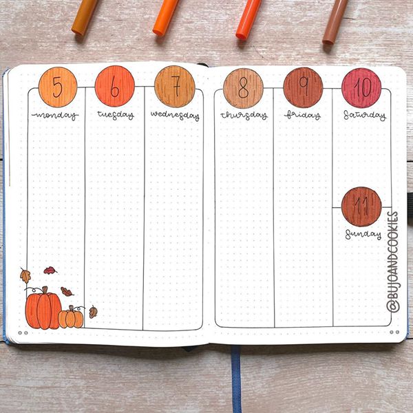 Harvesting Pumpkins Weekly Spread - Bullet Journal Weekly Spreads Ideas for October