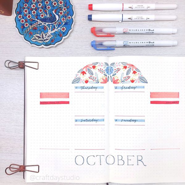 Stained Glass Weekly Spread - Bullet Journal Weekly Spreads Ideas for October