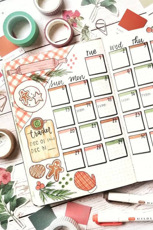 Cooking Themed Monthly Log Ideas - December Bullet Journal Ideas - Monthly Pages for December