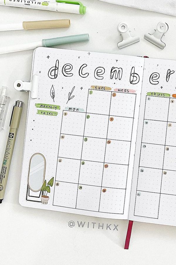 Cozy Home Theme with Stickers - December Bullet Journal Ideas - Monthly Pages for December