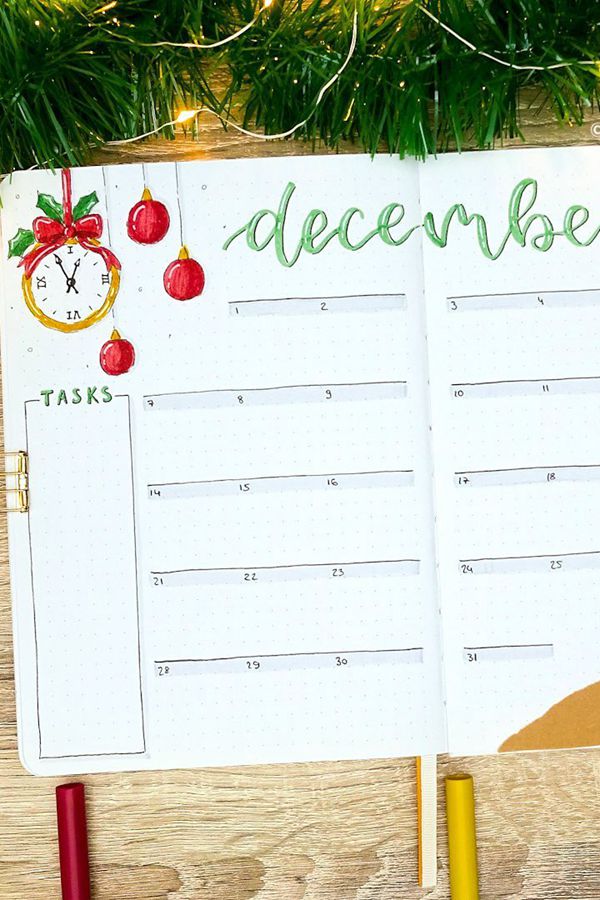 Freehand Whimsical Lines - December Bullet Journal Ideas - Monthly Pages for December