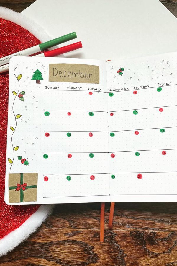 Paper Bag Accents in Bullet Journal Crafts - December Bullet Journal Ideas - Monthly Pages for December