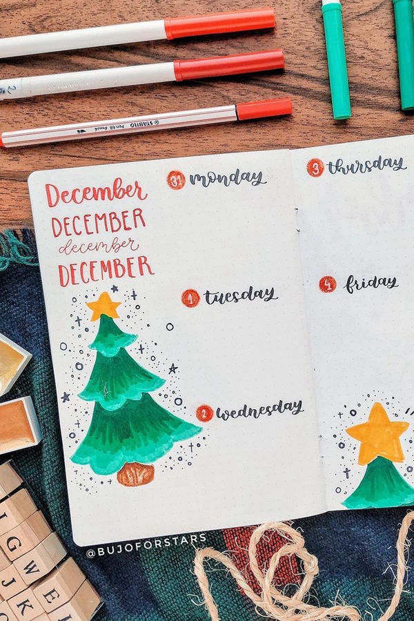 40 Creative Bullet Journal Weekly Spread Layout Ideas for December